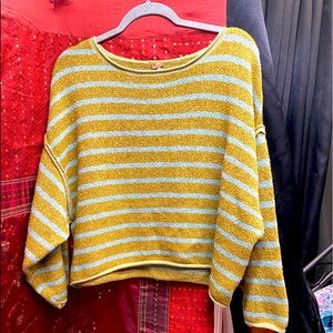 Free People Bardot Green knit Sweater